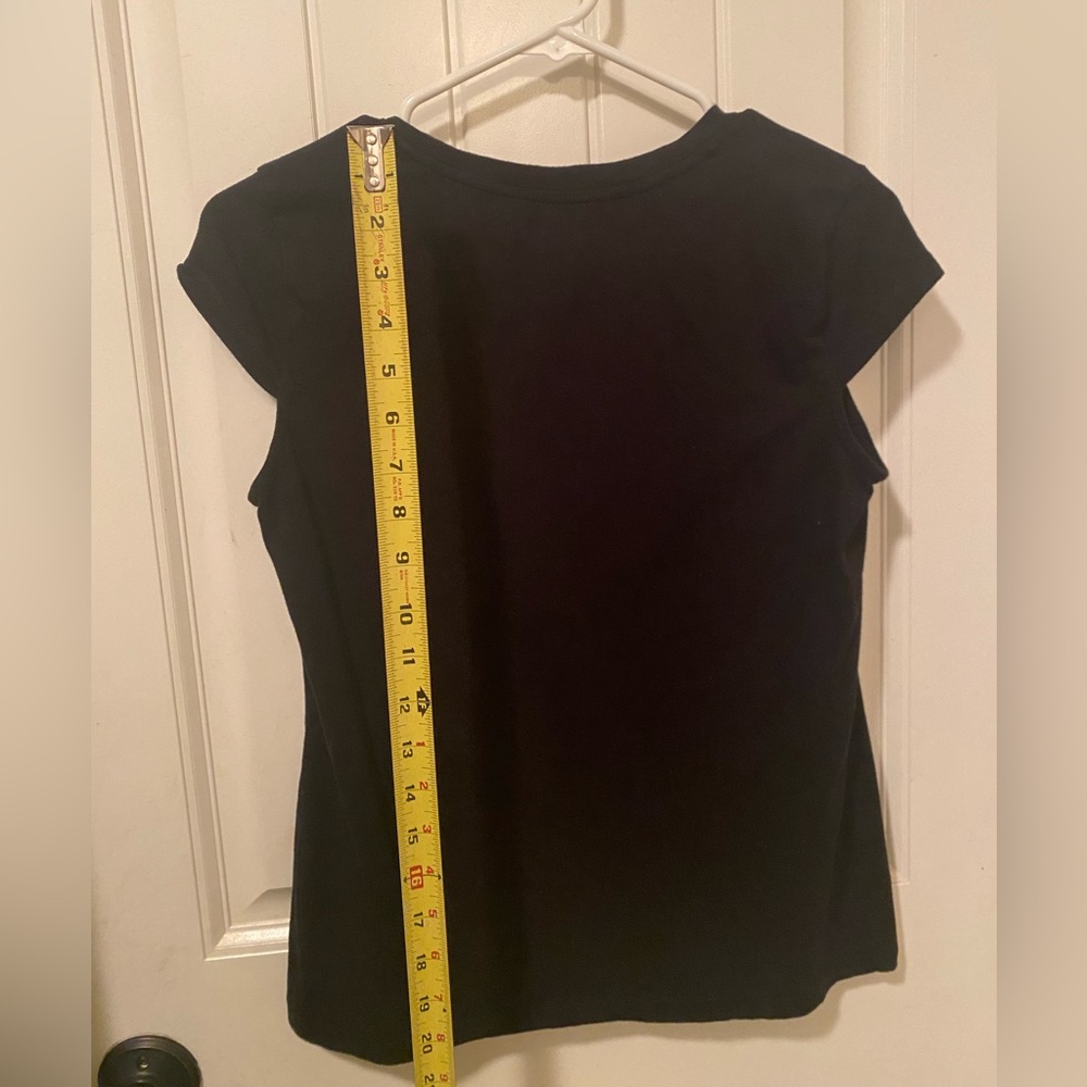 MK. Woman’s Black Shirt with Gold Rhinestones. - Picture 6 of 8